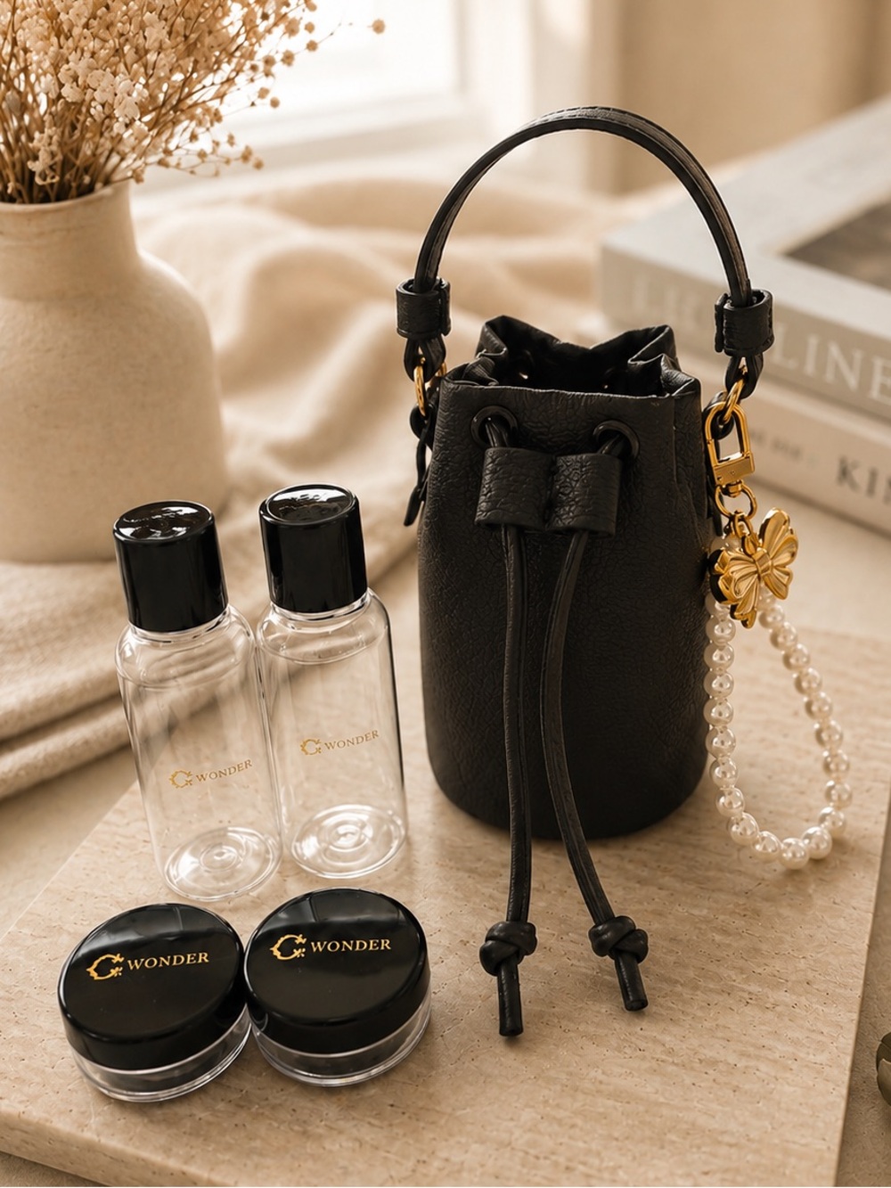 5-Piece Reusable Travel Bottle & Jar Set w/ Mini Bucket Bag